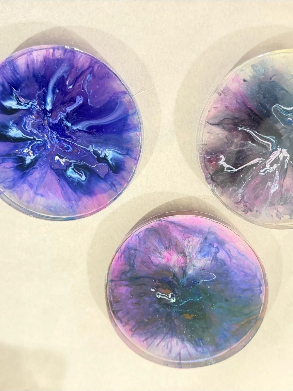 Abstract Resin Wall Art Trio - Purple and Pink Home Art